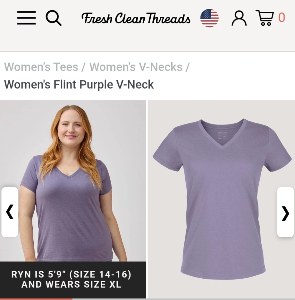 Fresh Clean Threads 2X Flint Purple/Dusty Lavender - Ethically Made V-Neck NWOT - Picture 7 of 7